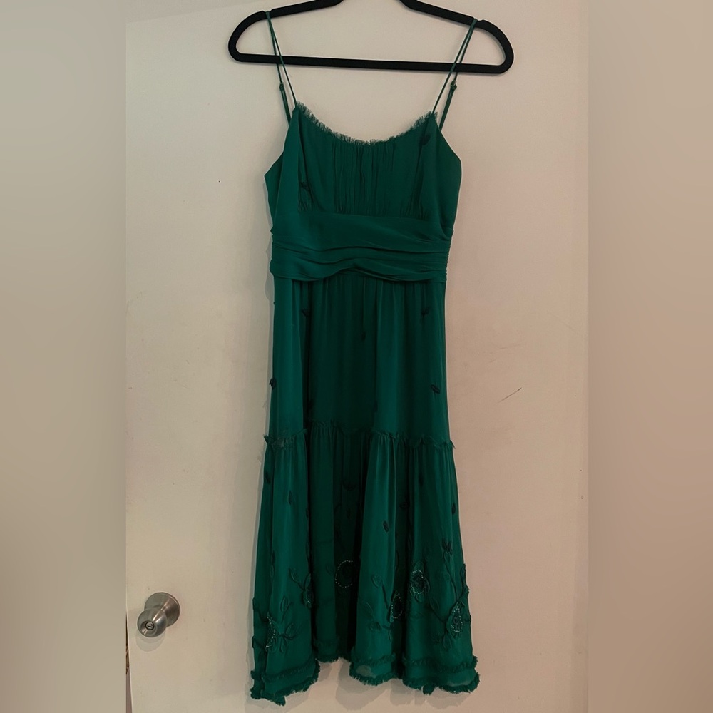 100% Silk Emerald Green BCBG Dress - Picture 2 of 6